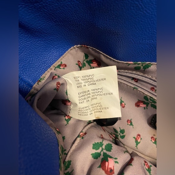 Betsey Johnson black tote bag with polka dots and blue heart - Picture 7 of 16